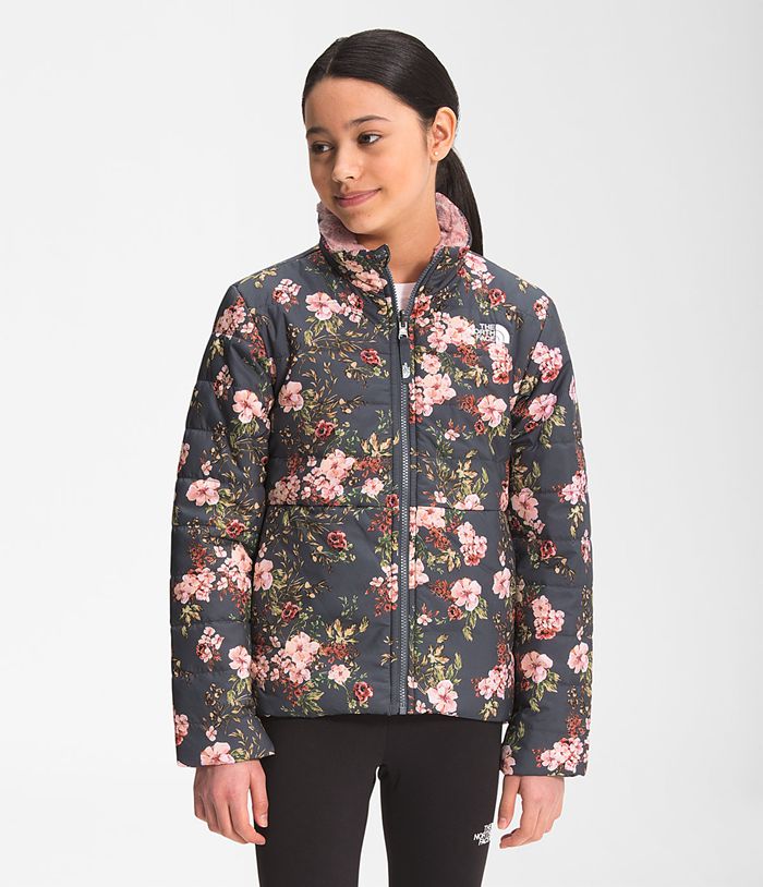 Casaca The North Face Niña Printed Reversible Mossbud Swirl Gris/Rosas - Peru 72891NPQJ